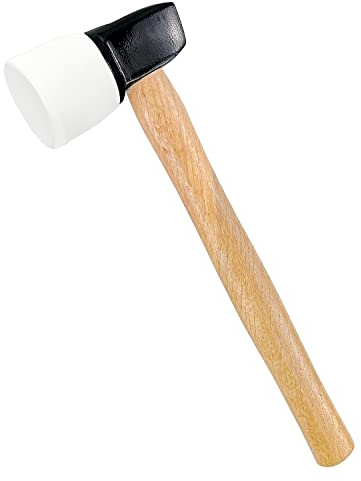C&T White Rubber Flooring Mallet with Replaceable Head,Non-Marring Head, Wood Handle, 1 Replacement head