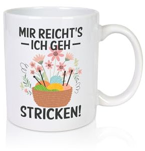 Mir reicht's, geh stricken | Strickkorb | Blumen - Tasse Weiss - Kaffeetasse/Geschenk/Familie