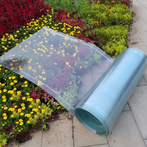 LRYELWA Polycarbonat Dachplatten wasserdichte Gewächshausplatte 0,8mm Glasfaserplatte Stegplatten Ersatz Verkleidungspaneele für Carport,Terrasse Vordach,Leicht Zu Schneiden (0.6m x 1m)