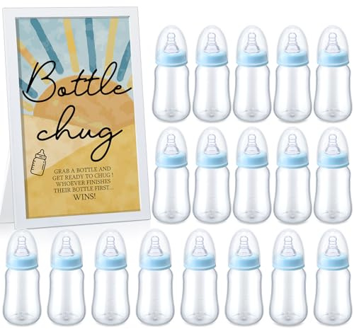 Roowest Bottle Chug Baby Shower Game Favors Holzschild mit blauem Sohn und 18 Flaschen zum Enthüllen des Geschlechts