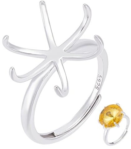 PH PandaHall 925 Sterling Silber Ring Basis Verstellbarer Ringrohling Mit Krallenfingerring Komponentenring Befunden Für Diamant Edelsteinglas