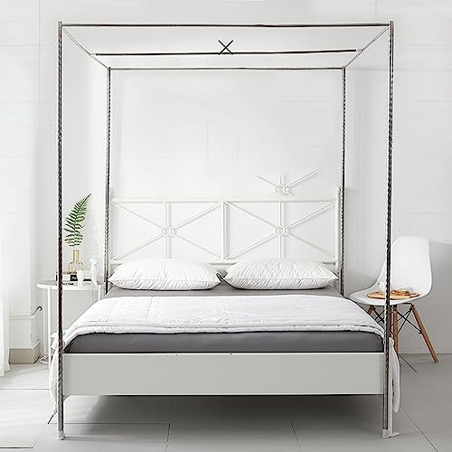 Canopy Bed e Post Queen Size Stainless Steel Bed Canopy e Poles Four Corner Bed Bracket Fit for Bed Bedroom Decoration(30Mm King L)