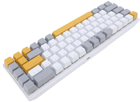 Luocute Mechanical Gaming Keyboard, 68 Keys RGB Wired 60 Percent Keyboard with Blue Switch, Support for PC Laptop Computer (Trichromatic Colour) (Yellow Gray White)