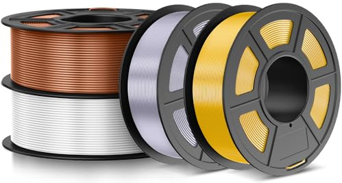 JAYO PLA Silk Filament 1.75 Bundle Multicolor 4.4KG, Shiny PLA 3D Filament | Gold + Kupfer + Silber + Weiß, Edler Seidenglanz, Einfach zu drucken, Neatly Wound, Maßgenauigkeit +/- 0.02