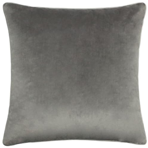 furn. Meridian Polyester Filled Cushion (Charcoal/Dove - 45 x 45cm) | Soft velvet cushion with contrast piping and polyester filling. 45 x 45cm. Ready to style.