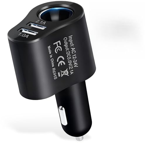 Auto Zigarettenanzünder USB Verteiler, 3 in 1 Adapter 12V/24V DC 120W KFZ Ladegerät Zigarettenanzünder, Auto Ladegerät mit Dual USB Port für Handy Tablet GPS Dash Cam
