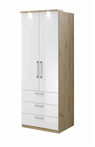 Compact Optima 68 Hinged Wardrobe in Oak Artisan with Gloss Front