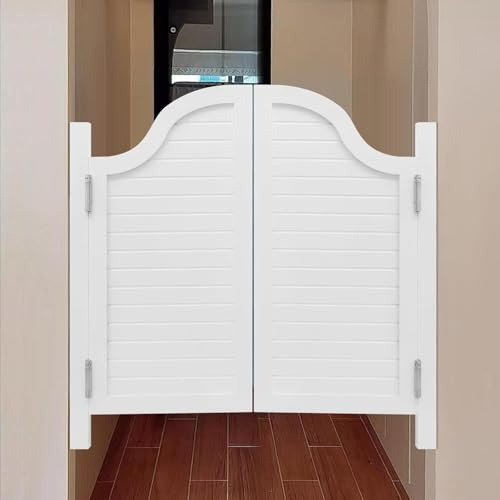 Cafe-Schwingtüren aus Massivholz – Elegante Salontüren mit langlebigen Scharnieren for den Einsatz in Küche, Bar und Restaurant(White,75x80cm)