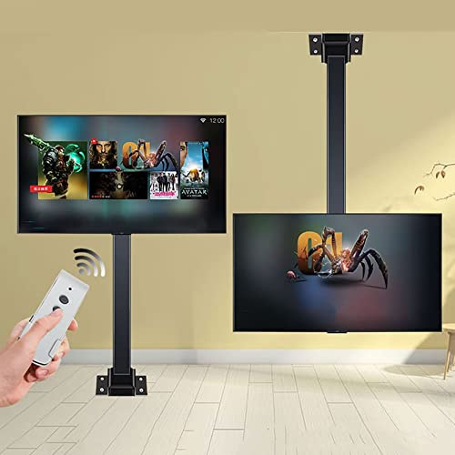 THEGA Motorized Fireplace TV Wall Mount | Remote Control Electric Pull Down Mantel Mounting Bracket,for 32-75 Inch TVs, With Loading 60kg/132lbs(H0.9-2.2m)