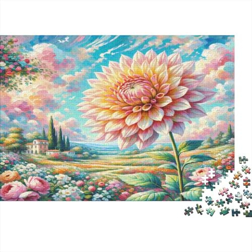 Dahlia 1000 Pieces Jigsaw Puzzle Limited Edition for Puzzle Lovers Adults Dust-Free Dahlia Scenic View Stress Relief Home Decor 70x50cm/1000pcs