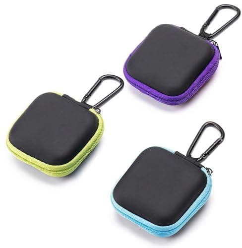 3 Stück Mini Kopfhörer Tasche, Stoßfeste Kopfhörer Case Headset Aufbewahrung mit Netzfach Hartschale In Ear Kopfhörerhülle Headphone Case für Datenkabel U Festplatte