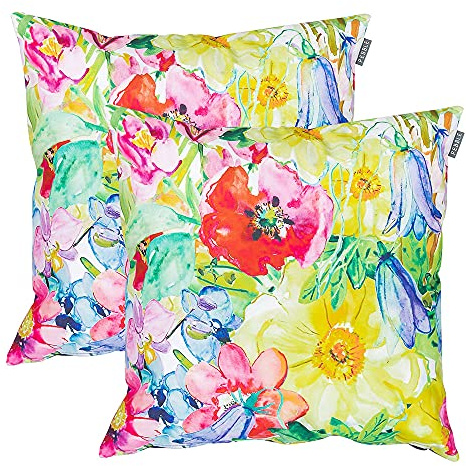 Bean Bag Bazaar Outdoor Cushions Filled, Floral Collection, Set of 2