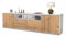 Stil.Zeit TV Schrank Lowboard Arianna, Korpus Weiss matt, Front Holz-Design Pinie (180x49x35cm), mit Push-to-Open Technik