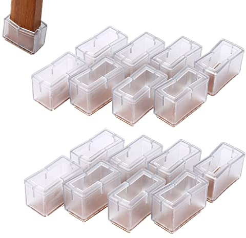16 Stück Transparent Stuhlbein Kappen Silikon Rechteck Möbel Tabellen Füße bedeckt Bein Schutz mit Gummisohle