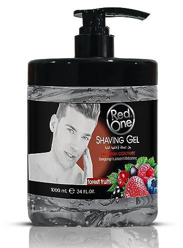 Redone Shaving Gel 1000 ml – Transparent Shave Gel for Men (Forest Fruits) | No Foam, High Visibility for Contours | Smooth Glide | Barber Quality