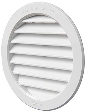 La Ventilazione T12B Griglia di Ventilazione Tonda in Plastica da Incasso, Bianco, diametro 150 mm
