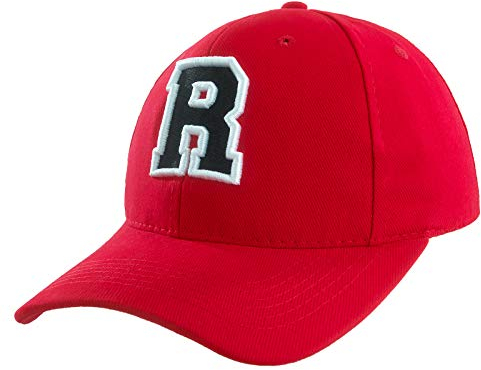 Baseballkappe 3D-Stickerei Lässige Baumwolle Alphabet A-Z Red Caps Schwarz Brief Snap Back Hut Hüte Unisex Jungen Mädchen Cap Baseball ROT Hut Kinder - R