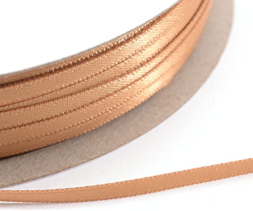 Vaessen Creative 301002-5021, Gold, Satinband, Hellbraun, 3 mm x 100 m Doppelsatinband, Schleifenband, Dekoband, Geschenkband, Stoffband für Hochzeit, Taufe und Geburtstagsgeschenke, Satin, 3MM
