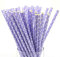 Paper Straws 100pcs Biodegradable Recyclable Drinking Straws for Party Birthday Wedding (Purple White Dots)