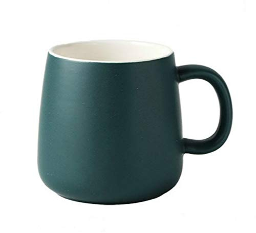 Taza de cerámica mate esmerilada, simple taza de café, taza de té, para el hogar y la oficina, gran capacidad, 14 oz, verde