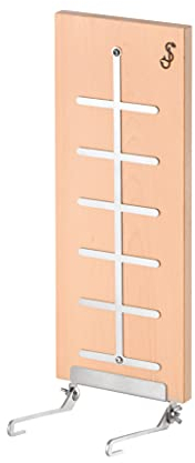 Flammlachsbrett aus Buchenholz - Extra breites Flammlachsbrett für Feuerschale & Feuerplatte - Sichere Räucherbrett Flammlachs Halterung - Edles Flammlachs Brett mit robuster Edelstahl Halterung