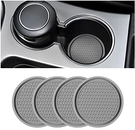 Car Cup Holder Coaster, 4 Pack 2.75 Inch Diameter Non-Slip Universal Insert Coaster, Durable, Suitable for Most Car Interior, Car Accessory for Women and Men(Gray)