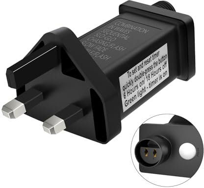 Dalugo Transformer for Christmas Lights, 31V 6W 7.2W LED Transformer Plug with Memory Function, 6h Timer, 8 Modes, IP44 Replacement Adapter for Christmas Tree Lights, Icicle Fairy Lights