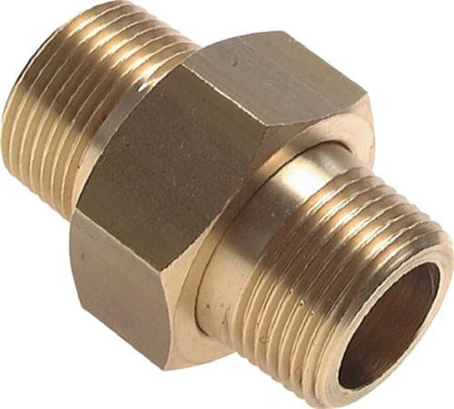 Double Nipple Separable with External Thread Conical Sealing Screw Connection Brass Double Nipple Removable Screw Plumbing Fitting 1/8 Inch - 2 Inch (1/2 Inch) 1 Piece