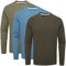 Charles Wilson 3 Pack Long Sleeved Plain Crew Neck T-Shirt (XL, Horizon (0822))