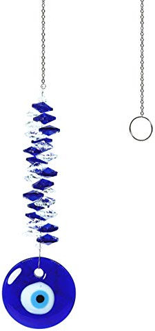 AMZLORD Glücksbringer, türkisch, griechisch, blaues Auge, oval, Perlen-Anhänger, Auto-Amulett, Geschenk (A)