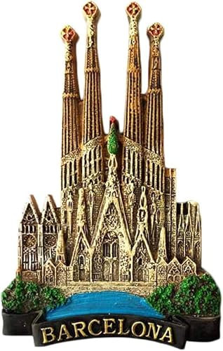 Imán de Nevera, Decoraciones de Nevera, imán de Nevera 3D de Recuerdo de Barcelona España, decoración del hogar y la Cocina imán de Nevera de Barcelona España (Color : Barcelona, ​​Tamaño : Medium)