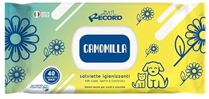 Record Wet Sanitizing Wipes for Dogs and Cats. Dog Wipes Cat Wipes. Pack of 40. Pet Wipes for Hair, Muzzle Paws and Eyes. Respect Skin and PH. Chamomile Aroma
