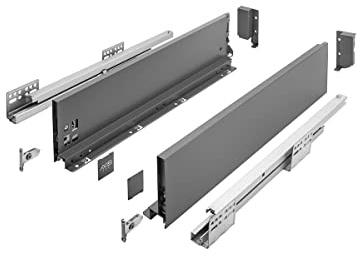 GTV Schubladenschienen AXIS PRO I Schubladenauszüge mit Vollauszug I Anthrazit I Belastbarkeit bis 40 kg I Push to Open Systeme I den Freien Zugang I Breite: 450 mm I Höhe: 120 mm