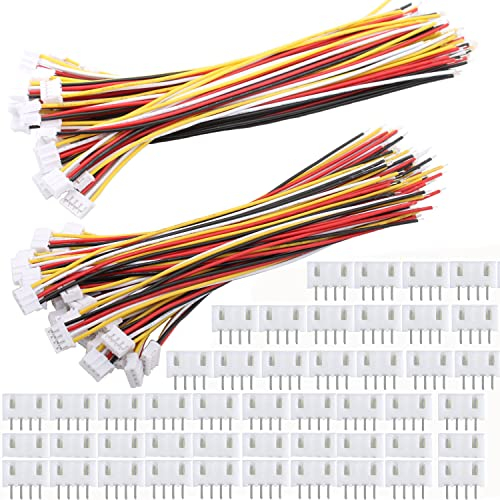 VISSQH 120Pcs (60 Pairs 2.0 mm JST PH Connector, JST PH 4 Pin Male and Female Connector with 150 mm Cable, for LED Lamp Strip RC Toy Battery Compatible with JST PH