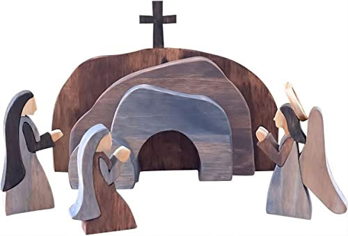 MASINIES Osterszene, Osterdekoration aus Holz, Osterauferstehung, Oster-Ornament, Dekoration für Zuhause, Garten, Party