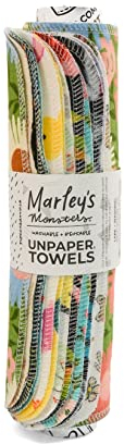 Marley's Monsters UNpaper Handtücher – Rolle mit 12 Stück, wiederverwendbare Papierhandtücher, Baumwolle, baumfrei (Überraschungsdruck)