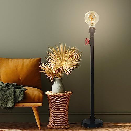Sampa - Lampadaire sur Pied Moderne Robin 120cm métal Noir et Rouge Compatible LED