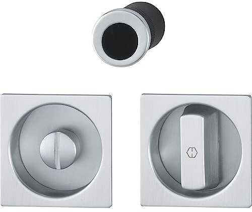 HOPPE Schiebetürmuschel Set 4921 - WC, eckige Rosette, Aluminium silber eloxiert