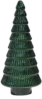 Ivyline Juniper Evergreen Glass Tree – Sustainable & Hand Finished Christmas Tree Ornament – Seasonal Holiday Party Decoration – H41 x D18cm