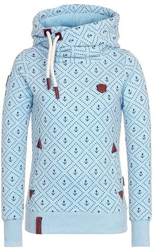 Coloody Femme Sweatshirt à Capuche Manche Longue Hoodie Hauts Tops Chaud Chemise Imprimé Coeur Ancre Veste Pullover Manteau pour Automne Hiver Light Blue S