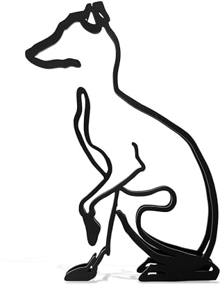 Minimalistische schwarze Metall-Statue, Whippet-Hund, Kunstfigur, Geschenk, Desktop-Ornament, Heimbüro, Dekor-Version