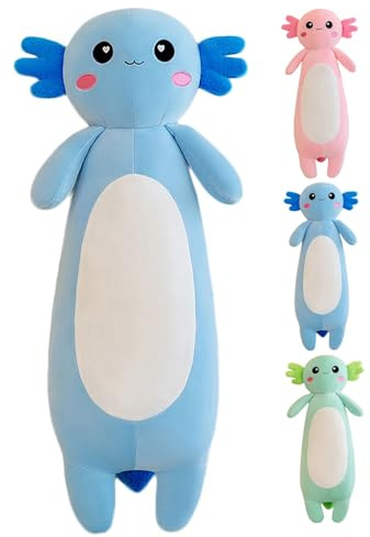 Kekeso Langes Axolotl Salamander-Plüschkissen, weiches Axolotl-Plüschtier für Jungen und Mädchen, Geschenke zu Weihnachten(Blau, 65cm)
