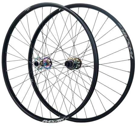 26/27.5/29 Zoll MTB-Laufradsatz Boost-Steckachse Scheibenbremsen Laufradsatz 32H Alu-Legierung Doppelwandige Felgen HG Vorne 2 Hinten 4 Lager Bunte Freiläufe Passend Für 8–12-Gang-Kassetten ( Color :
