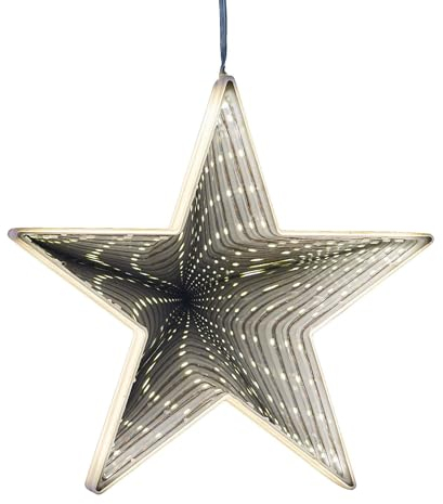 hellum LED Stern mit Infinity Effekt, Weihnachtsdeko, Leuchtstern batteriebetrieben (3xAA Nicht inkl.), Stern beleuchtet, Weihnachtsdeko innen, Fenster, beleuchtet für innen 151190