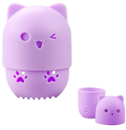 Tabanzhe Makeup Sponge Marshmallow Sponge with Silicone Travel Case - Beauty Blender Holder, Washable and Reusable Cat Shape Cosmetic Sponge Container