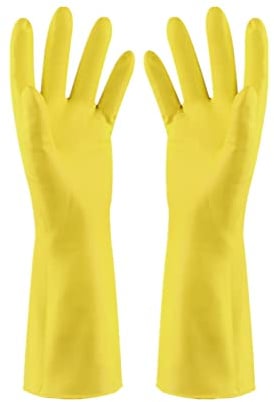 Haushaltshandschuhe, Lange Gummihandschuhe, Reinigungs Handschuhe, Spülhandschuhe, Wiederverwendbare Küche Handschuhe für Garten, Autowäsche, Arbeit (Gelb, M)