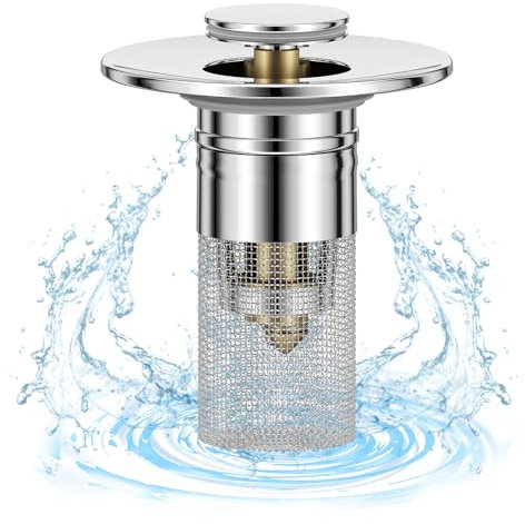 Bouchon de vidange pour évier de salle de bain américain de rechange universel, bonde pop-up pour évier de salle de bain avec panier filtre en acier inoxydable, filtre attrape-cheveux, filtre de