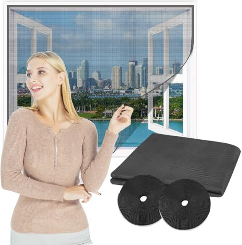 Flintronic Rete per Zanzariera in Fibra di Vetro, 2 x 2.5m Zanzariera per Finestra, Con Autoadesivo Universale, Resiste ai Raggi UV Anti Zanzariera, per Finestra e Porta Zanzariere(Grigio)