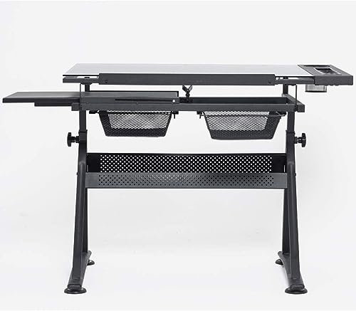 KOHARA Höhenverstellbarer Zeichentisch, kippbarer Basteltisch mit Stauraum, großer Kunsttisch, für den Zeichentisch im Homeoffice