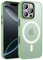 HGH Magnetisch Hülle für iPhone 16 Pro Max 6,9 Zoll Kompatibel mit MagSafe, Transluzente Matt Rückseite Dünn Stoßfest Handyhülle für iPhone 16 Pro Max,Matcha-Grün